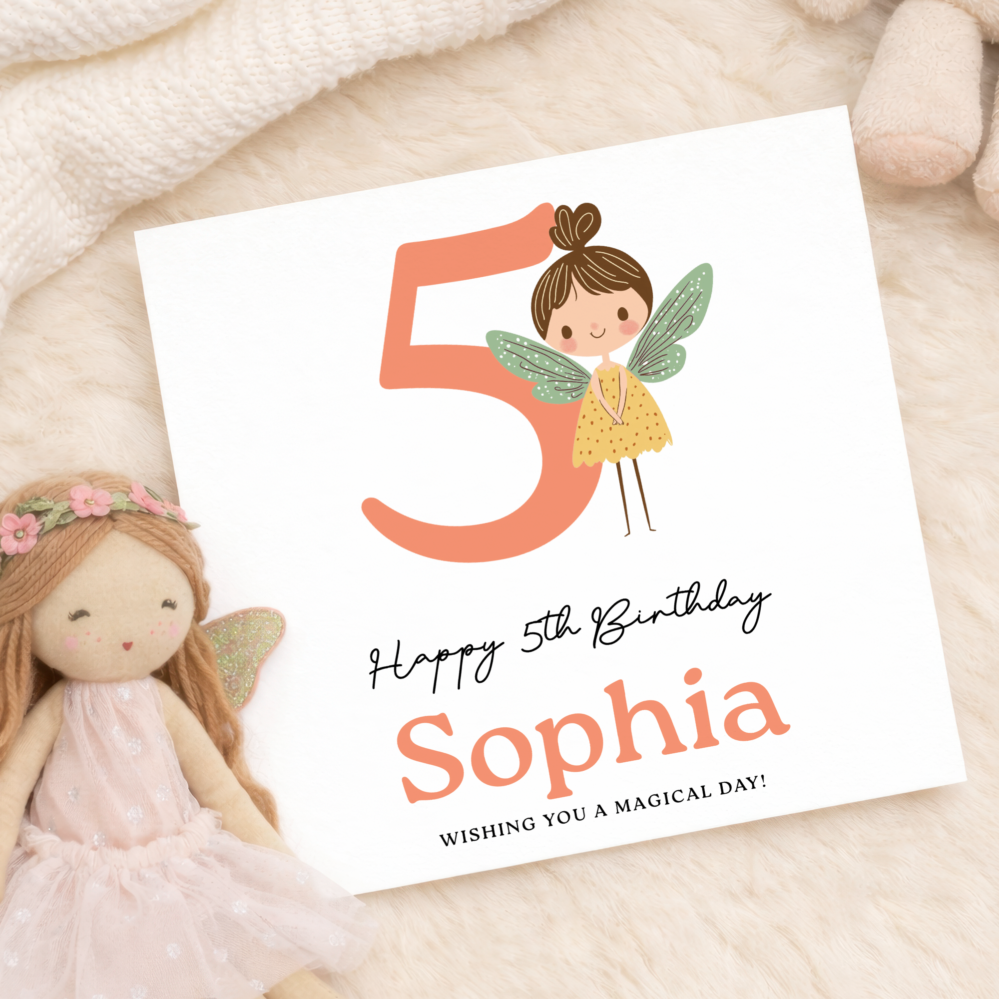 Personalised Fairy Birthday Card for Girls Ages 3 4 5 6 – Cute Magical Design, Kids Birthday Card, Forest Fairy Theme