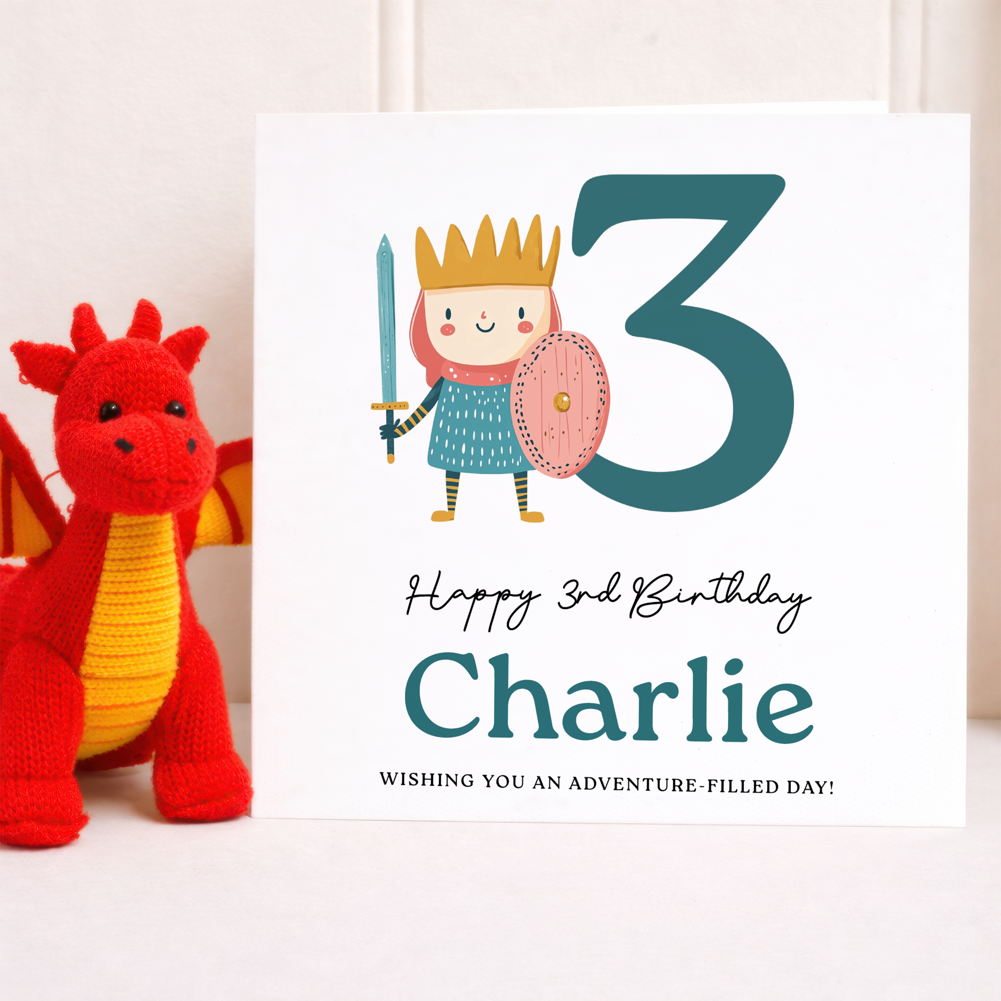 Personalised Birthday Card Ages 3 4 5 6 Adventure Knight Design Fun Kids Birthday Card