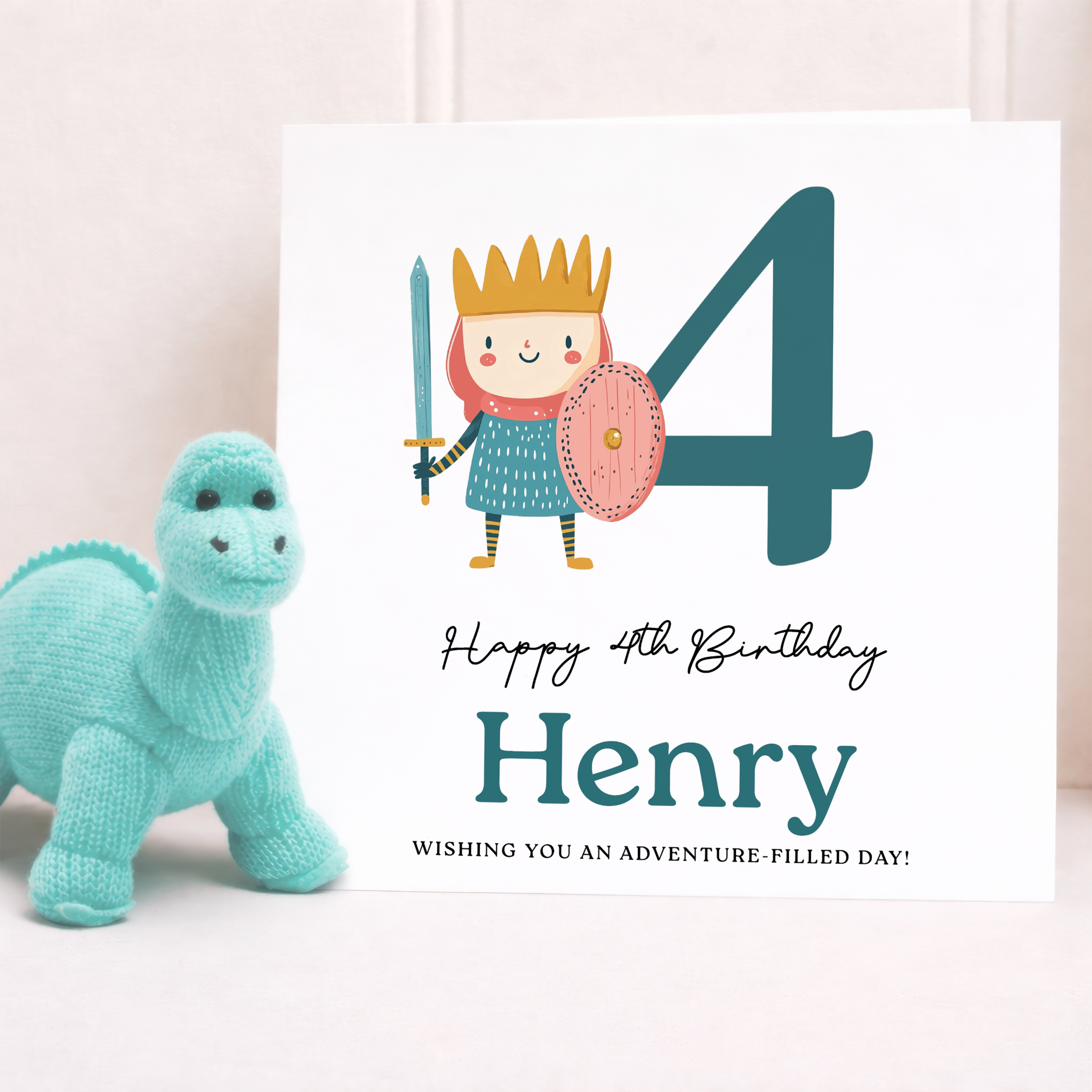 Personalised Birthday Card Ages 3 4 5 6 Adventure Knight Design Fun Kids Birthday Card