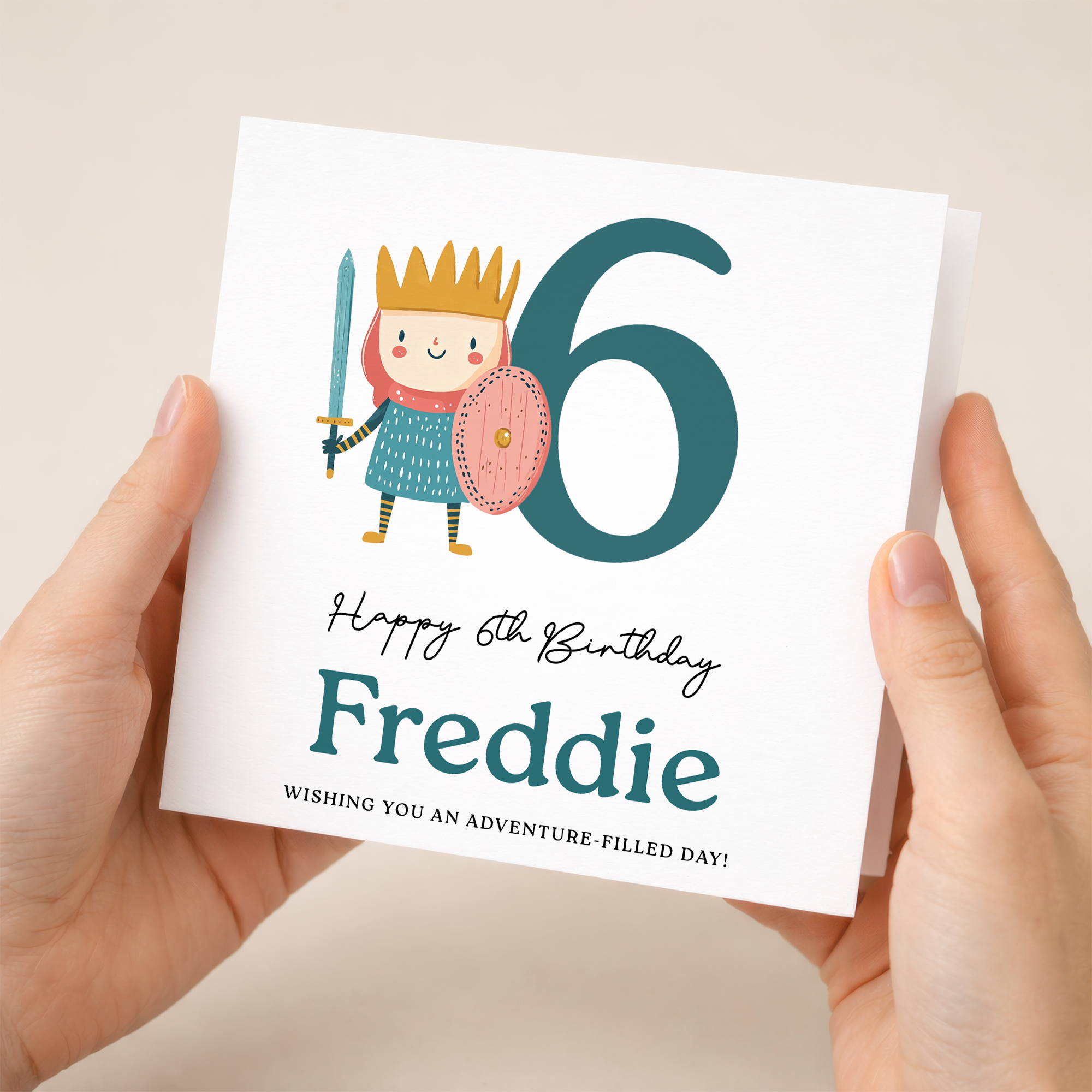 Personalised Birthday Card Ages 3 4 5 6 Adventure Knight Design Fun Kids Birthday Card