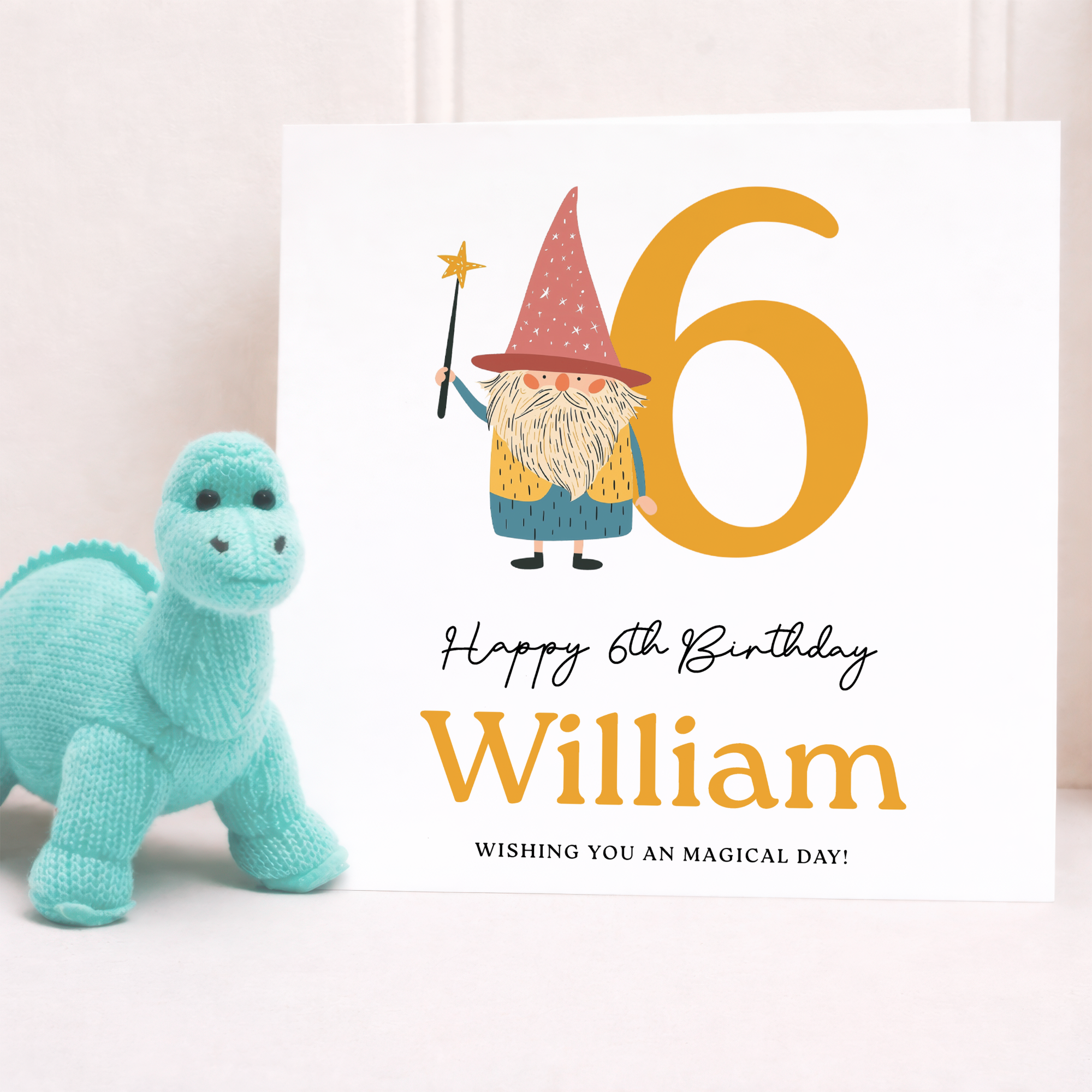 Personalised Wizard Birthday Card Ages 3 4 5 6 Magical Kids Birthday Card with Star Wand Fun Fantasy Design