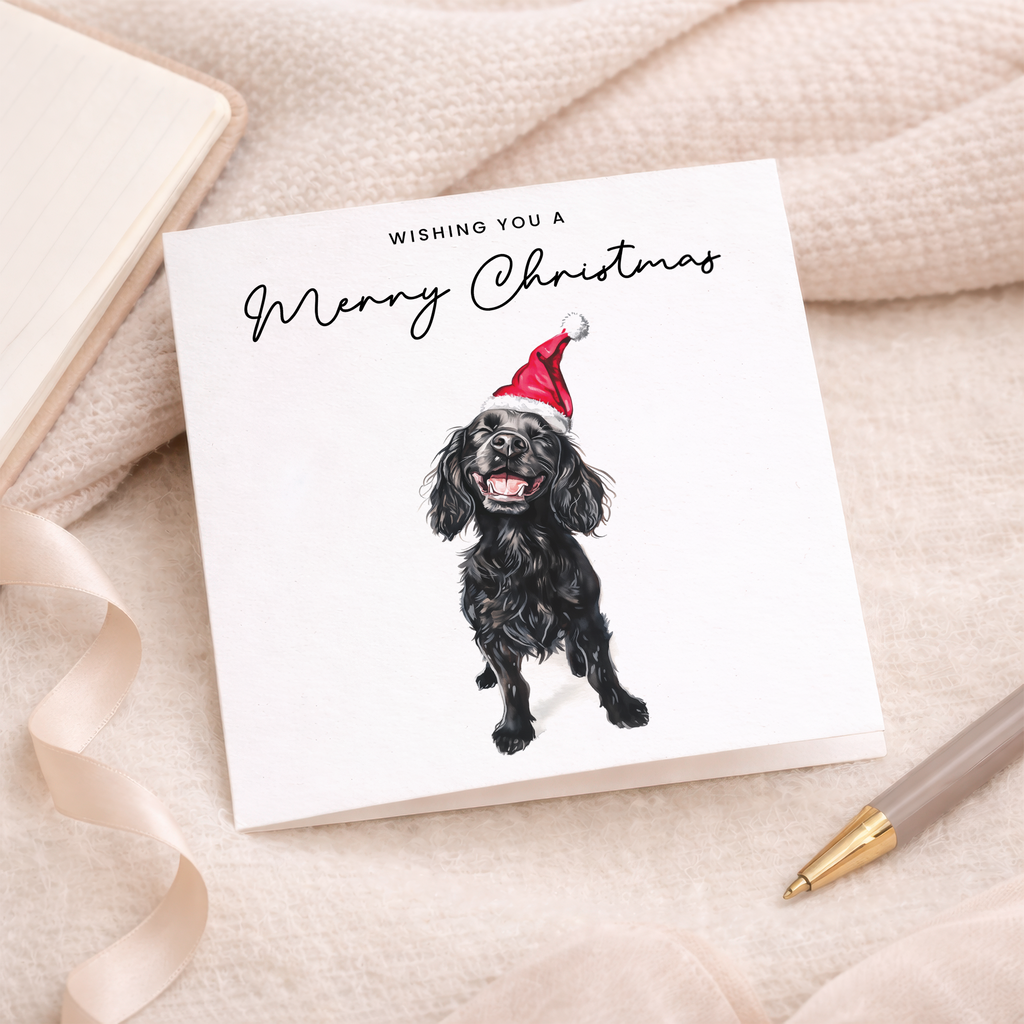 Cocker Spaniel Dog Christmas Card – Cute Dog Lover Christmas Card – Eco Friendly “Merry Christmas” Card – Cocker Spaniel Holiday Card