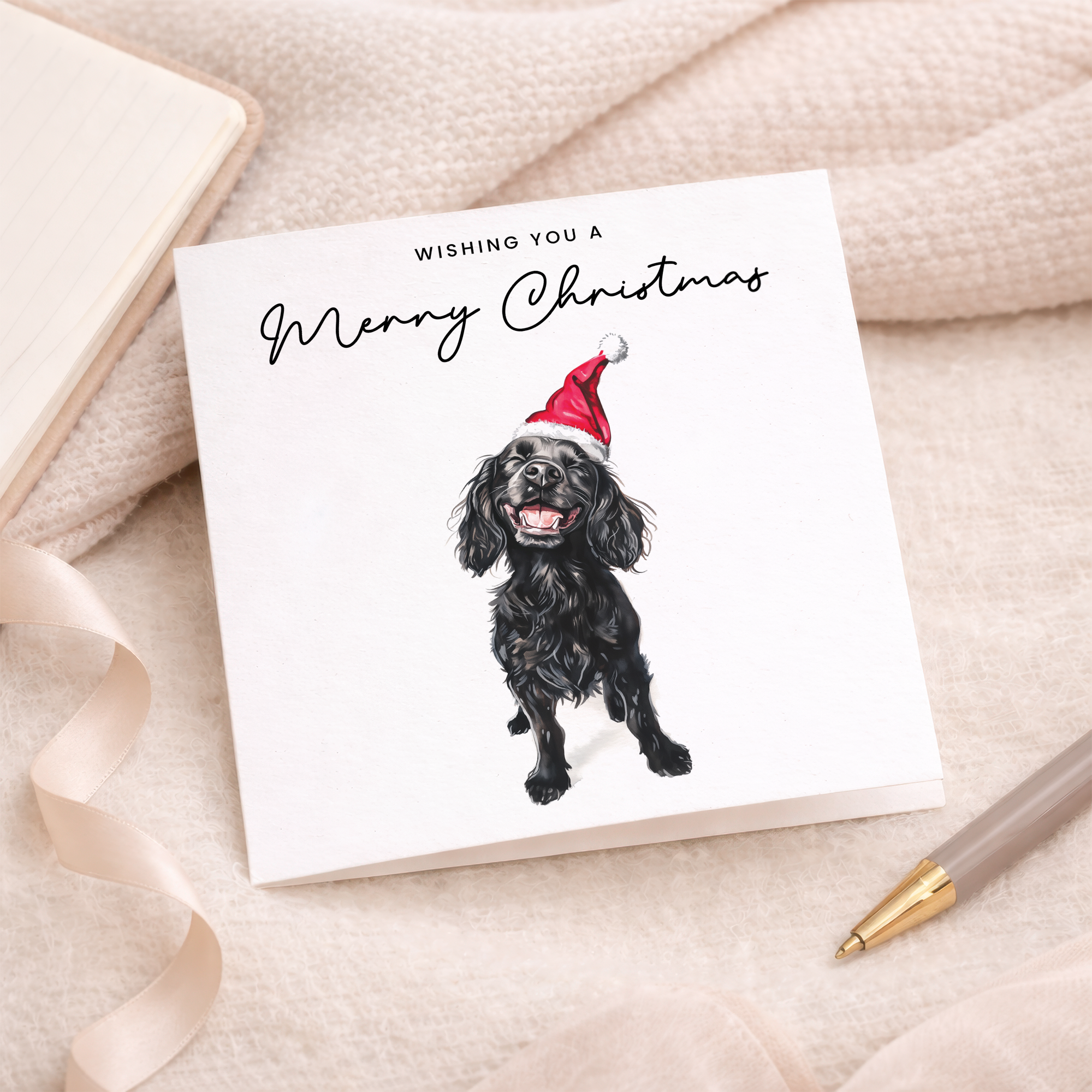Cocker Spaniel Dog Christmas Card – Cute Dog Lover Christmas Card – Eco Friendly “Merry Christmas” Card – Cocker Spaniel Holiday Card