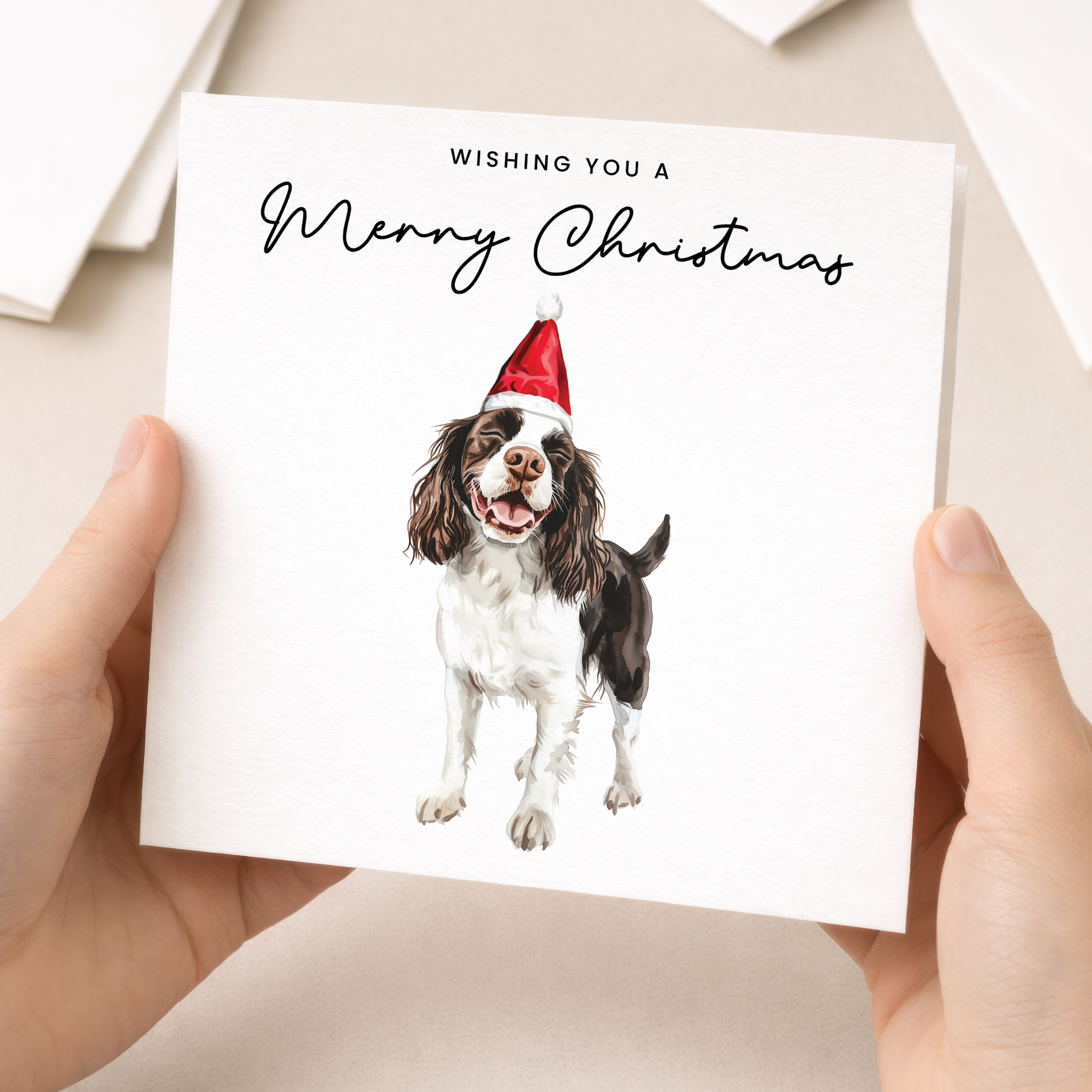 Springer Spaniel Dog Christmas Card – Cute Dog Lover Christmas Card – Eco Friendly “Merry Christmas” Card – Springer Spaniel Holiday Card