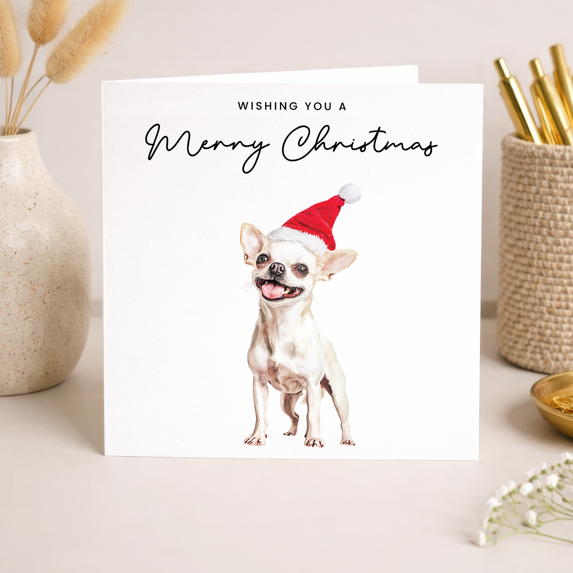 Chihuahua Dog Christmas Card – Cute Dog Lover Christmas Card – Eco Friendly “Merry Christmas” Card – Chihuahua Holiday Card