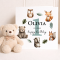 Personalised 1, 2, 3 Year Old Birthday Card For Boy of Girl Cute Woodland Animal Design