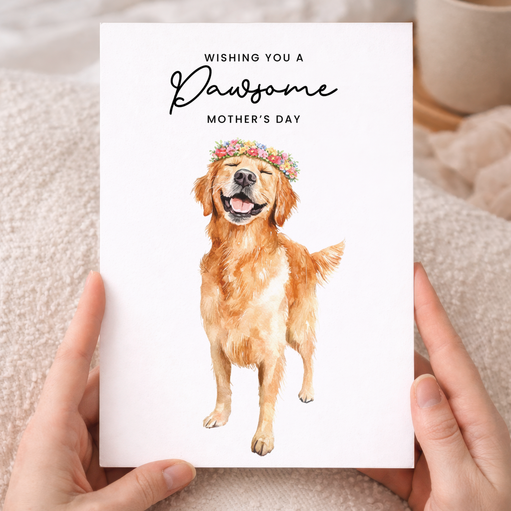 Mother's Day Card From The Dog Golden Retriever Pawsome Card For Dog Mum
