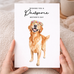 Mother's Day Card From The Dog Golden Retriever Pawsome Card For Dog Mum