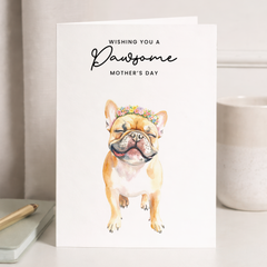 Mother's Day Card From The Dog French Bulldog Frenchie Pawsome Card For Dog Mum