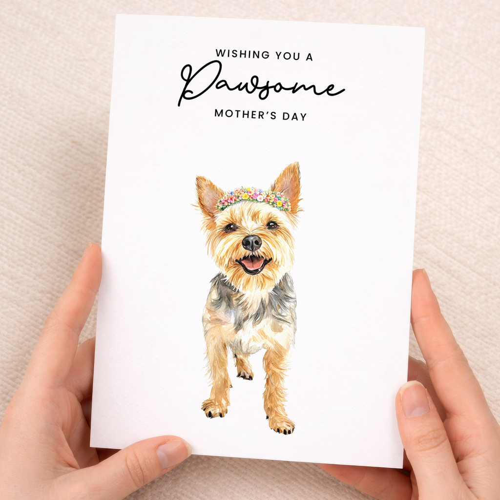 Mother's Day Card From The Dog Yorkshire Terrier Pawsome Card For Dog Mum