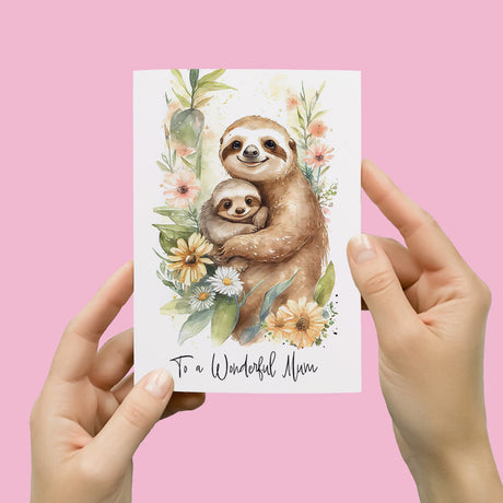 Birthday Card For Mum Card for Mothers Day Birthday Card For Her Birthday Gift For Mum Happy Birthday Card For Mum with Sloth Illustration