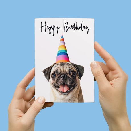 Birthday Card For Her Card For Friend Mum or Sister Birthday Card For Him Brother Dad Happy Birthday Card of Pug Dog Fun Birthday Card