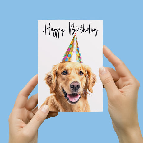 Birthday Card For Her Card For Friend Mum or Sister Birthday Card For Him Brother Dad Happy Birthday Card of Golden Retreiver Dog Fun Card