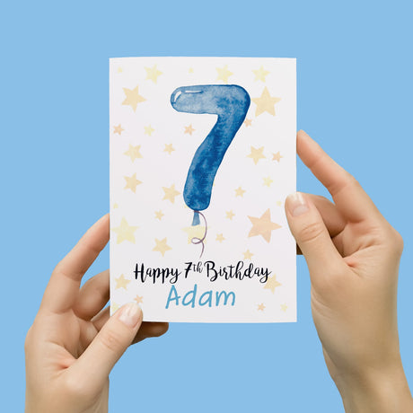 Personalised 7th Birthday Card For Boy Custom Name Card For Boy Seventh Birthday Card For Child Birthday Card for Boy Custom 7th Birthday