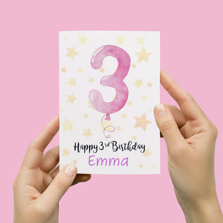 Personalised 3rd Birthday Card For Girl Custom Name Card For Girl Third Birthday Card For Child Birthday Card for Girl Custom 3rd Birthday