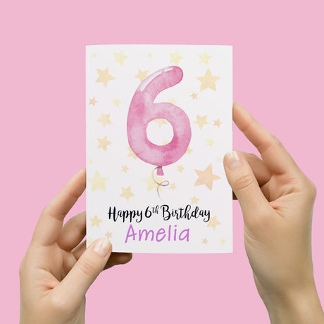 Personalised 6th Birthday Card For Girl Custom Name Card For Girl Sixth Birthday Card For Child Birthday Card for Girl Custom 6th Birthday