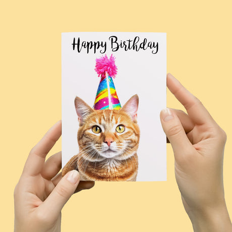 Birthday Card For Her Card For Friend Mum or Sister Birthday Card For Him Brother Dad Happy Birthday Card of Ginger Cat Fun Birthday Card