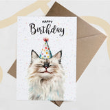 Birthday Card For Him or Her Of A Ragdoll Cat Illustration For Him or Her Birthday Gift