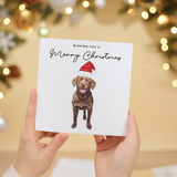 Chocolate Labrador Dog Christmas Card – Cute Dog Lover Christmas Card – Eco Friendly “Merry Christmas” Card – Chocolate Labrador Holiday Card