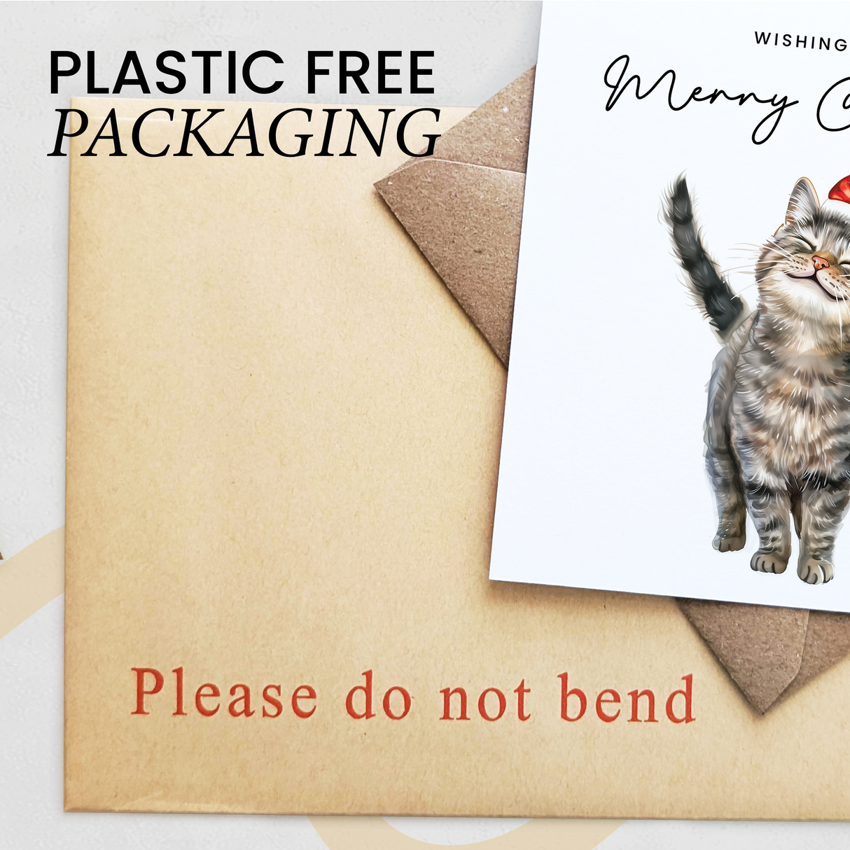 Cat Christmas Card – Cute Tabby Cat Lover Card – Eco Friendly “Merry Christmas” Card – Funny Pet Holiday Card