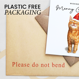 Ginger Cat Christmas Card – Cute Cat Lover Card – Eco Friendly “Merry Christmas” Card – Orange Tabby Cat Holiday Card