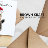 Fluffy Cat Christmas Card – Maine Coon Cat Lover Card – Eco Friendly “Merry Christmas” Card – Cute Pet Holiday Card