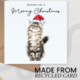 Fluffy Cat Christmas Card – Maine Coon Cat Lover Card – Eco Friendly “Merry Christmas” Card – Cute Pet Holiday Card