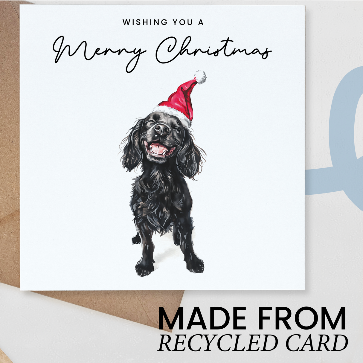 Cocker Spaniel Dog Christmas Card – Cute Dog Lover Christmas Card – Eco Friendly “Merry Christmas” Card – Cocker Spaniel Holiday Card