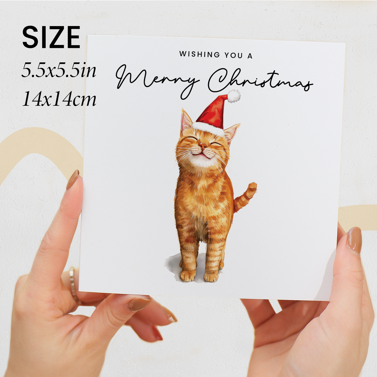 Ginger Cat Christmas Card – Cute Cat Lover Card – Eco Friendly “Merry Christmas” Card – Orange Tabby Cat Holiday Card