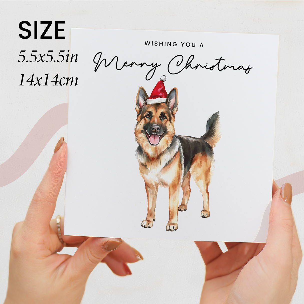 German Shepherd Dog Christmas Card – Cute Dog Lover Christmas Card – Eco Friendly “Merry Christmas” Card – German Shepherd Holiday Card