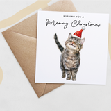 Cat Christmas Card – Cute Tabby Cat Lover Card – Eco Friendly “Merry Christmas” Card – Funny Pet Holiday Card