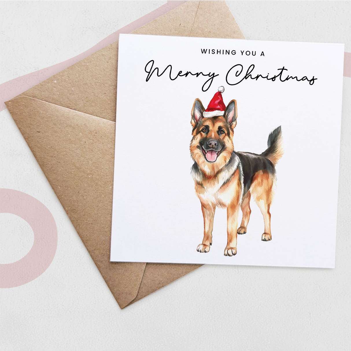 German Shepherd Dog Christmas Card – Cute Dog Lover Christmas Card – Eco Friendly “Merry Christmas” Card – German Shepherd Holiday Card