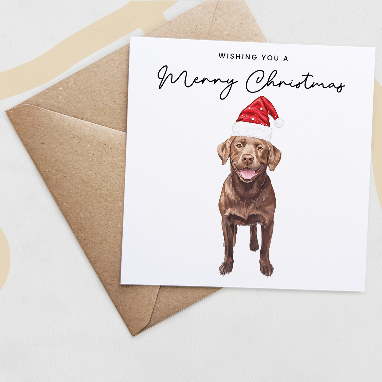 Chocolate Labrador Dog Christmas Card – Cute Dog Lover Christmas Card – Eco Friendly “Merry Christmas” Card – Chocolate Labrador Holiday Card