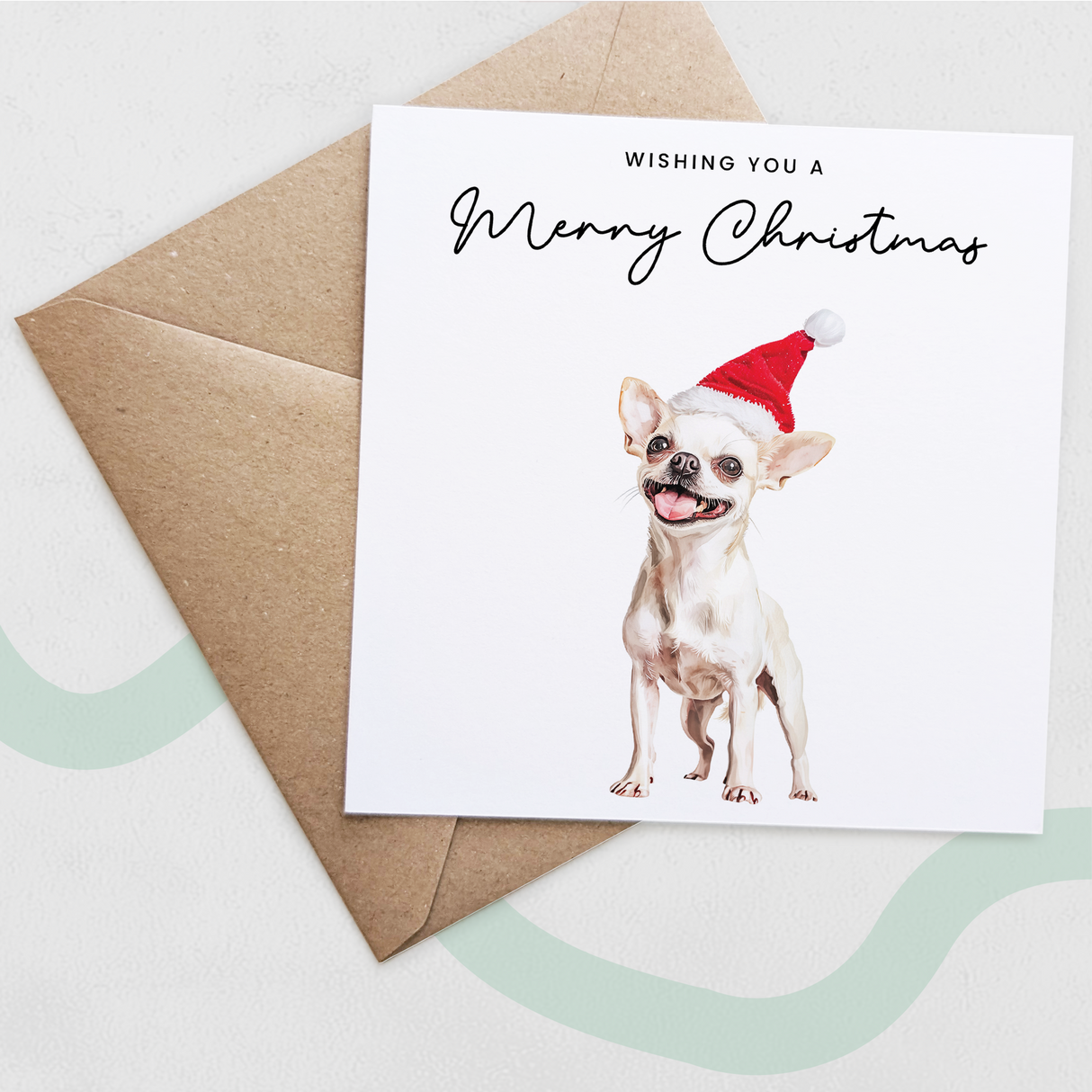 Chihuahua Dog Christmas Card – Cute Dog Lover Christmas Card – Eco Friendly “Merry Christmas” Card – Chihuahua Holiday Card