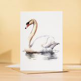 Swan Notelet Card Any Occasion Birthday Easter Thank You 5x7 A6 A7 For Her Him