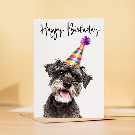 Birthday Card For Her Card For Friend Mum or Sister Birthday Card For Him Brother Dad Happy Birthday Card of Schnauzer Dog Fun Birthday Card