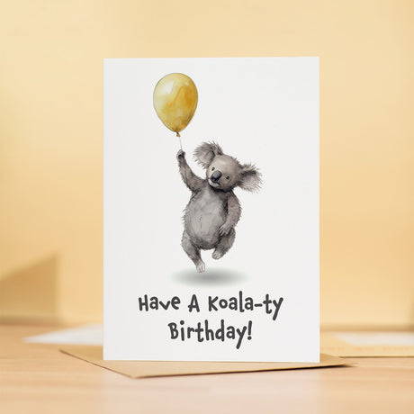 Kids Birthday Card Cute Kaola Fun Boy Girl Unisex Child Celebration Card