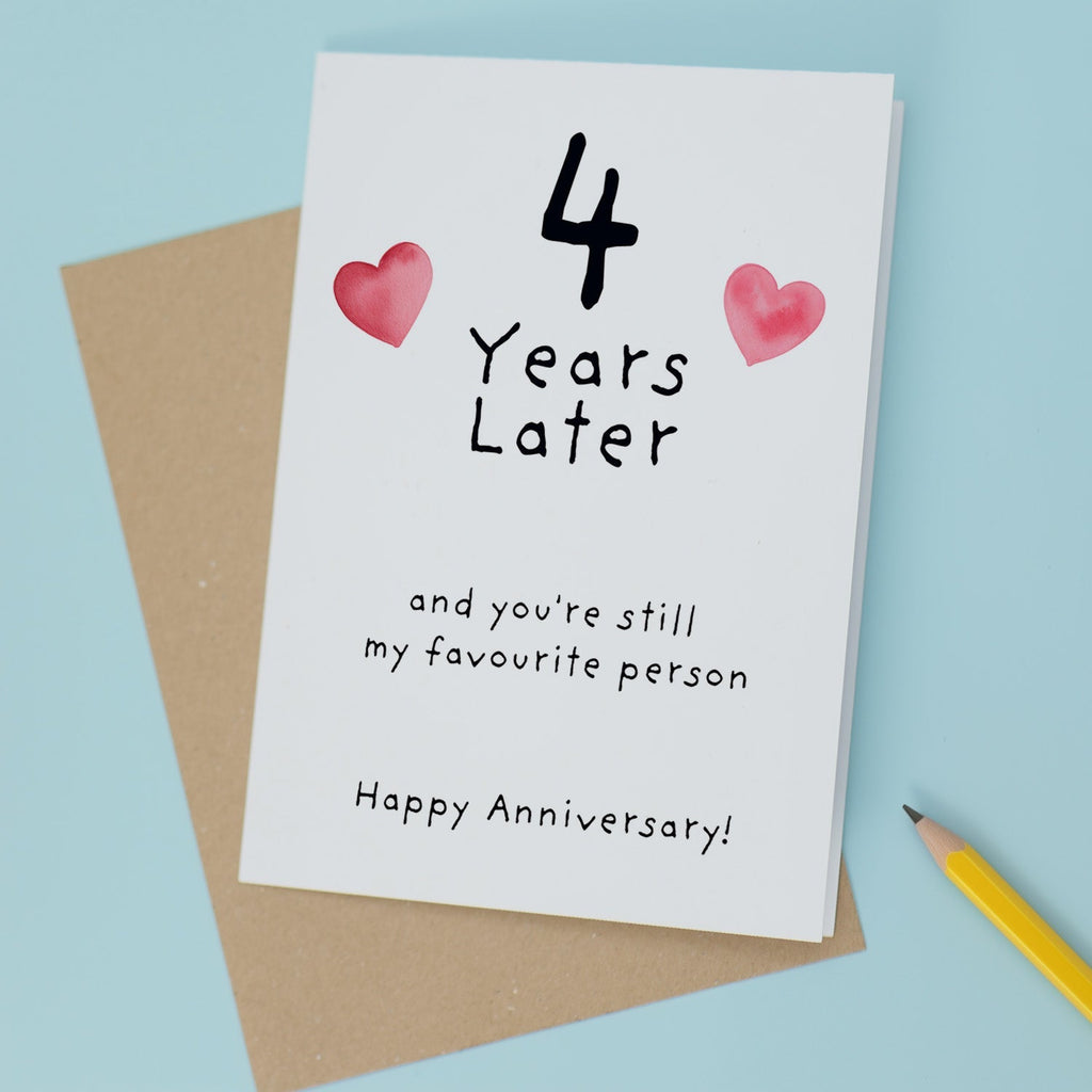 4th Wedding Anniversary Card For Wife Anniversary Card for Husband 4 Year Anniversary Card For Boyfriend or Girlfriend Forth Anniversary