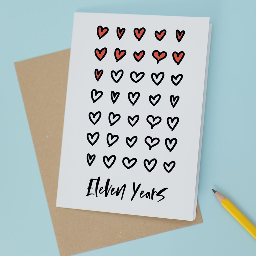 11th Wedding Anniversary Card For Wife Anniversary Card for Husband or Boyfriend Anniversary Card Girlfriend Eleventh Anniversary Eleven Year