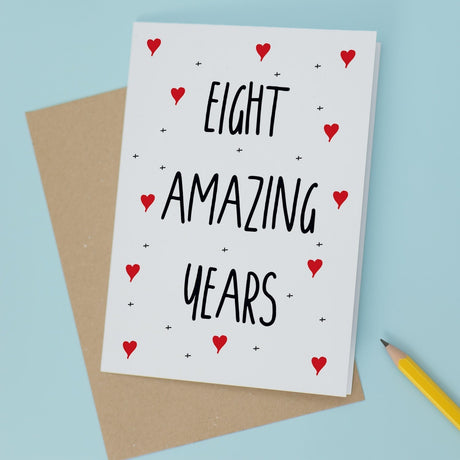 8 Year Anniversary Card For Wife or Husband Anniversary Card for 8th Anniversary Card For Boyfriend or Girlfriend Eight Wedding Anniversary