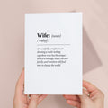 Birthday Card For Wife Fun Dictionary Quote Card For Wife Custom Message Card For Wife Funny Birthday Card For Wife