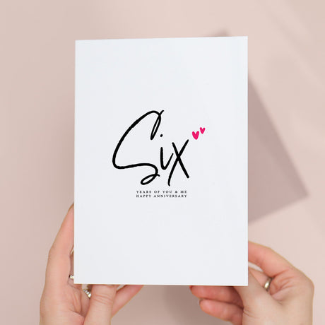 6 Year Anniversary Card for Husband Wife or Boyfriend Girlfriend Wedding