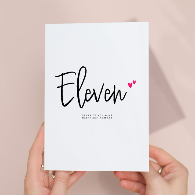 11 Year Anniversary Card for Husband Boyfriend Girlfriend Wife Wedding