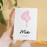 Personalised 4th Birthday Card For Girl Happy 4th Birthday