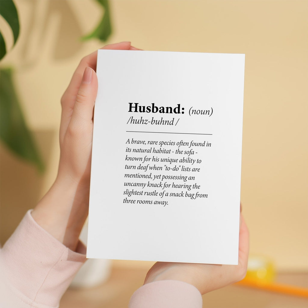 Birthday Card For Husband Fun Dictionary Quote Card For Husband Custom Message Card For Husband Funny Birthday Card For Husband