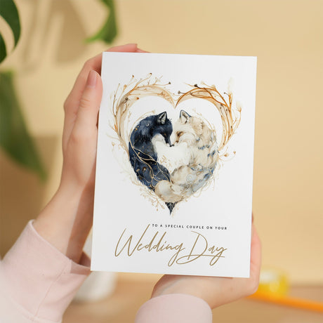 Personalised Wedding Card for Couple Son Daughter In Law Fox Love Heart