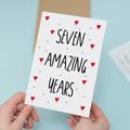 7 Year Anniversary Card For Wife or Husband Anniversary Card for 7th Anniversary Card For Boyfriend or Girlfriend Seven Wedding Anniversary