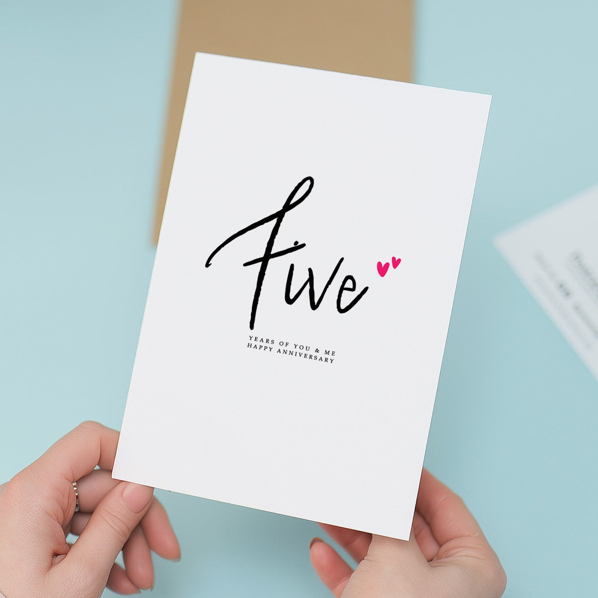 5 Year Anniversary Card for Husband Boyfriend Wife Girlfriend Wedding