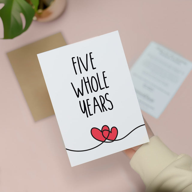 5 Year Anniversary Card for Husband Wife Boyfriend Girlfriend Wedding