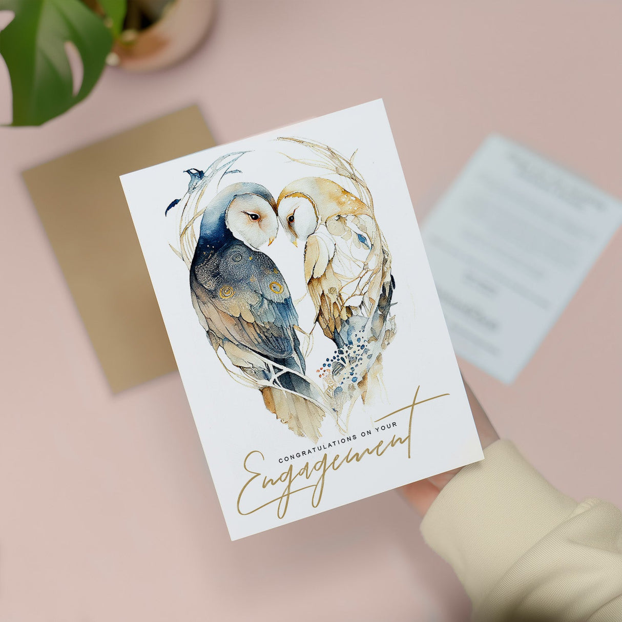 Custom Owl Engagement Card Personalised For Newly Engaged Couple Congratulations